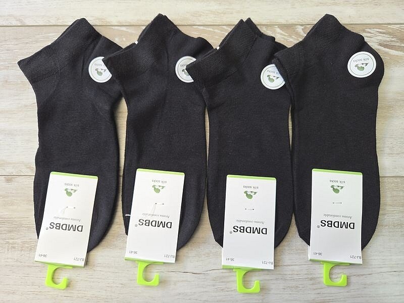 Носки женские шелковые ТМ "DMDBS" однотонные, СУПЕР КАЧЕСТВО, короткие, чёрные, BJ721.