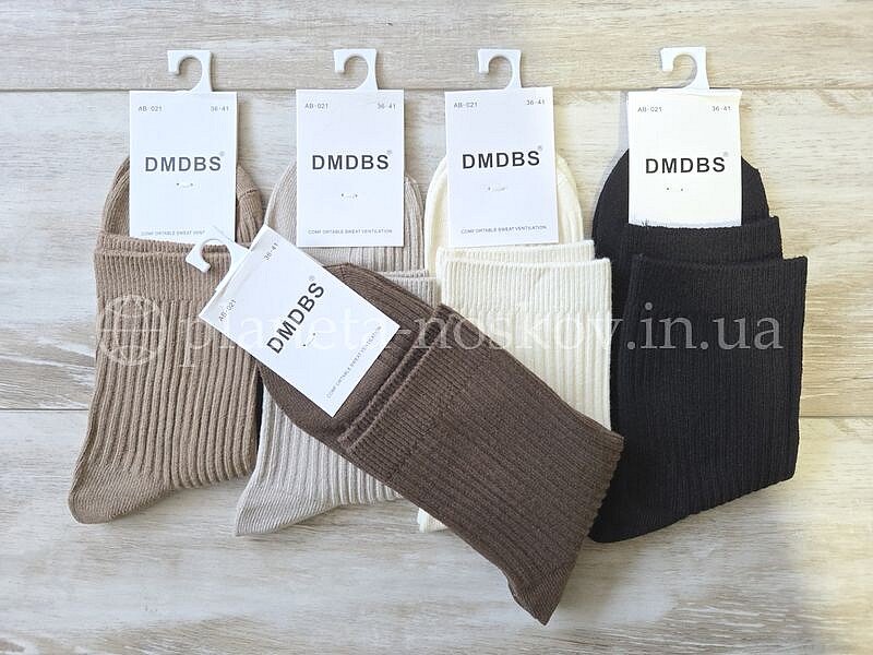 Носки женские ТМ "DMDBS" средней высоты, однотонные, в мелкий рубчик, с резинкой, AB021.