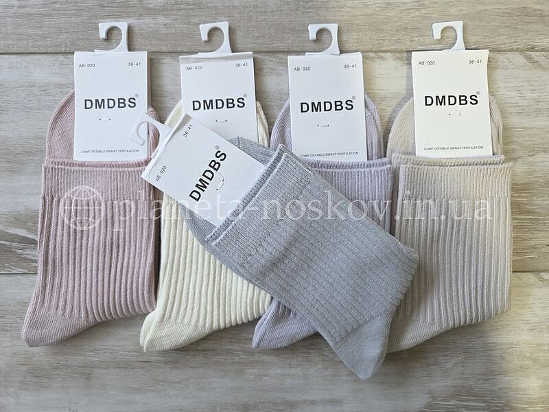 Носки женские ТМ "DMDBS" средней высоты, однотонные, в мелкий рубчик, с резинкой, AB020.