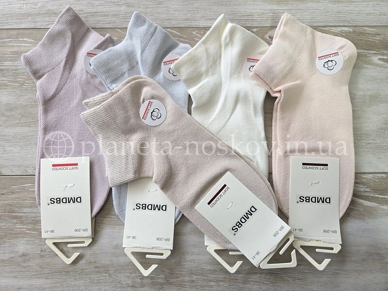 Носки женские хлопковые ТМ "DMDBS" короткие, однотонные, пастельных цветов, BR206, (СЕТКА).