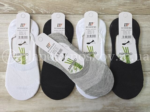 Следы женские бамбуковые «ШУГУАН» с силиконом на пятке, ассорти, B021, (СЕТКА).