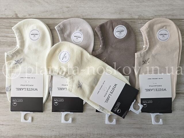 Носки женские хлопковые ТМ «WHITE LABEL» с принтом "LV", ультракороткие (пинетки), C1993-1.