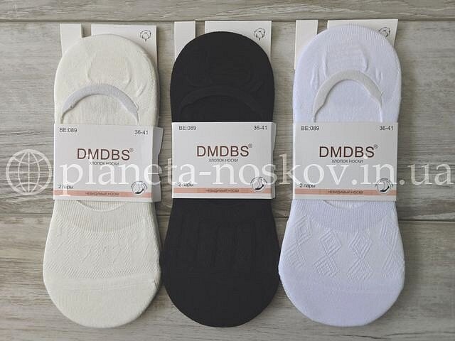 Следы женские хлопковые ТМ «DMDBS» с силиконом на пятке, однотонные, ассорти, "Сердечки", BE089.