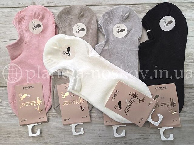 Носки женские, бамбуковые «ЗОЛОТО» тонкие, ультракороткие (пинетки), ассорти, Y141.