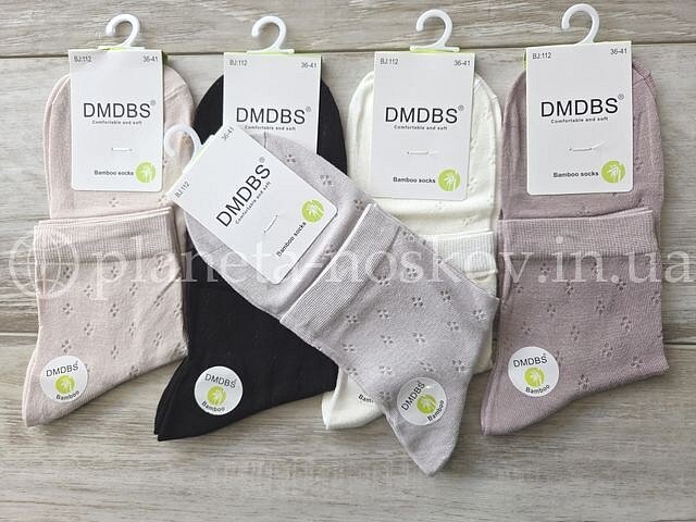 Носки летние женские бамбуковые ТМ "DMDBS" средней высоты, однотонные в узор сеткой, ассорти, BJ112.