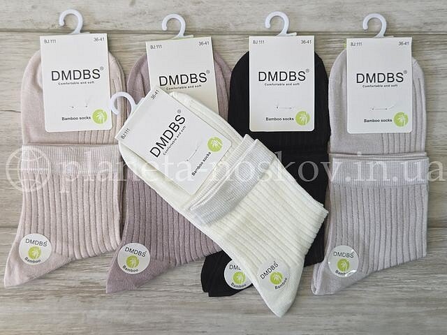 Носки летние женские бамбуковые ТМ "DMDBS" средней высоты, однотонные в рубчик, ассорти, BJ111.
