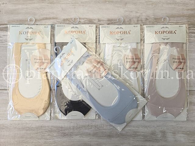 Следы женские ТМ "КОРОНА" с силиконом на пятке, в сетку, BW0510-2.