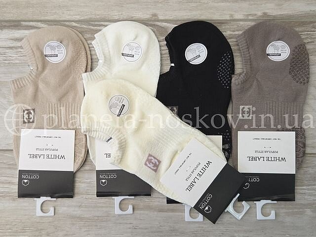 Носки женские хлопковые ТМ «WHITE LABEL» с силиконом на стопе, ультракороткие (пинетки), "Шанель", C1991-1.