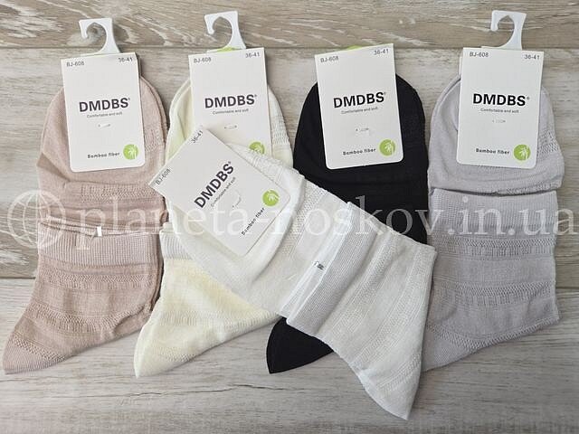 Носки летние женские бамбуковые ТМ "DMDBS" средней высоты, однотонные в узор, ассорти, BJ608.