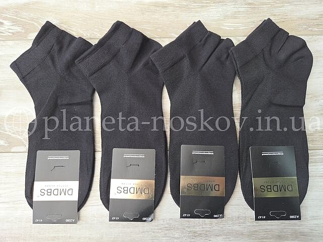 Летние качественные носки мужские ТМ "DMDBS" короткие однотонные, чёрные, A2380, (СЕТКА).