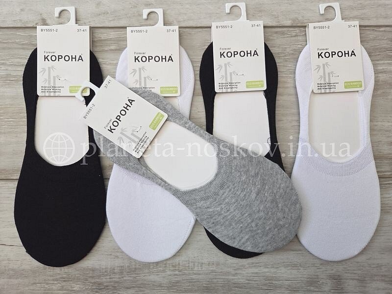 Следы женские бамбуковые ТМ «Корона» не глубокие, гладкой вязки, BY5551-2.