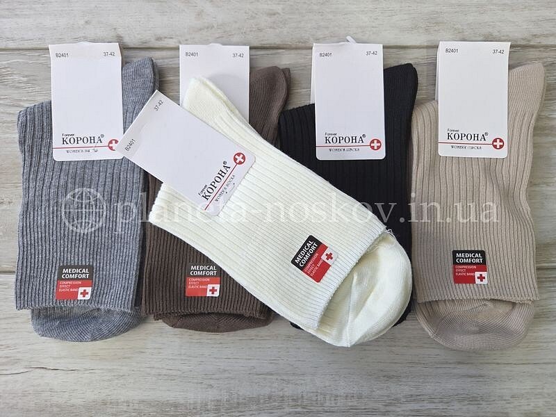 Качественные носки женские ТМ «Корона» высокие в рубчик, MEDICAL COMFORT, ассорти, B2401-1. Качественные носки женские ТМ «Корона» высокие в рубчик, MEDICAL COMFORT, ассорти, B2401-1.