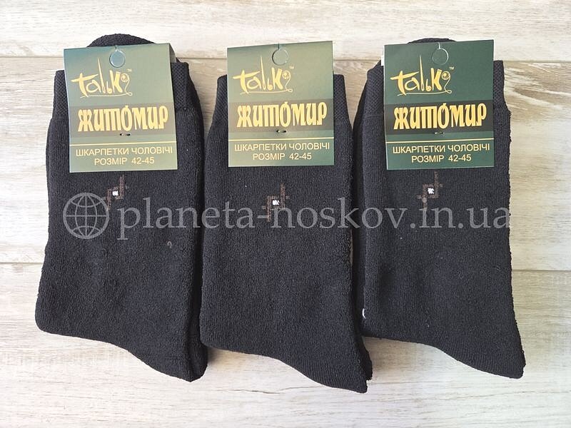Носки мужские, махровые внутри «ТАЛЬКО» черные.