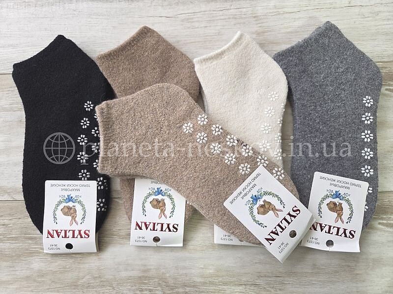 Носки ангоровые женские "SYLTAN" шерсть с махрой внутри, ПРОРЕЗИНЕННЫЙ СЛЕД, арт.- 1373.