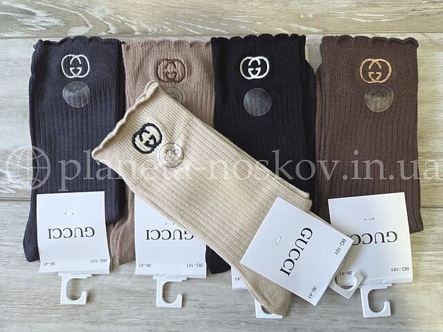 Носки кашемировые женские ТМ «GUCCI» с рюшами, ассорти, BQ101.