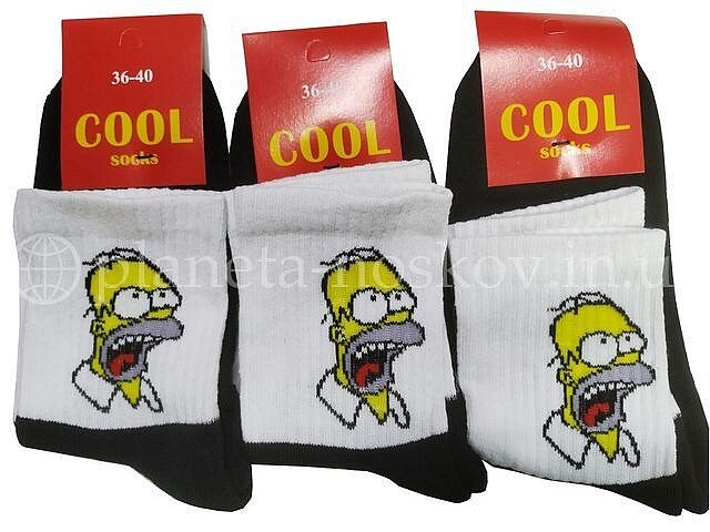 Носки прикольные женские (подростковые), зимние «COOL» чёрные с белым верхом, «Гомер» (МАХРОВЫЕ). Носки прикольные женские (подростковые), зимние «COOL» чёрные с белым верхом, «Гомер» (МАХРОВЫЕ).